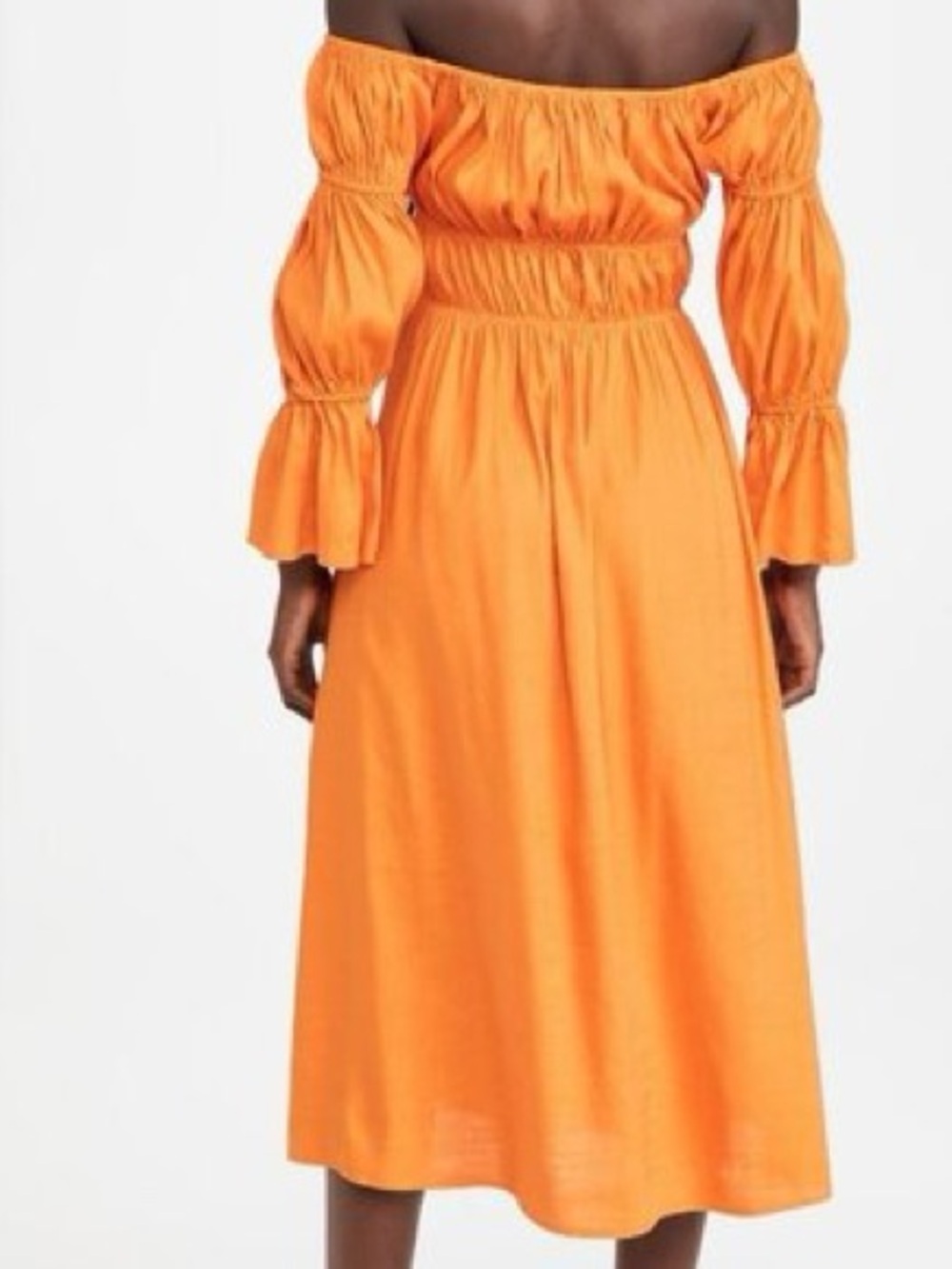 Cult Gaia Stella Off the Shoulder Smocked Midi Dress Sunburst Orange NWT Size XS - Picture 3 of 8